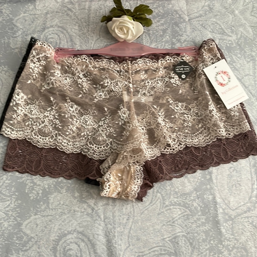 Plus Size 3 Pack Lace Boyshorts Panties - Size 1X